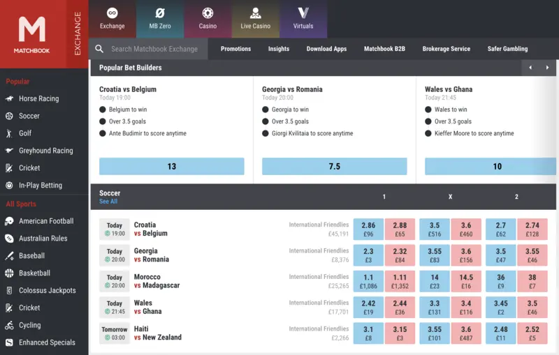 Matchbook betting exchange